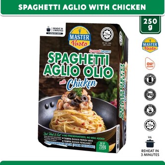 Master Pasto Spaghetti Aglio Olio with Chicken 250g (HALAL)