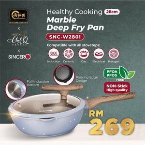 Sincero x Chef Q x InHomeDining Marble Deep Fry Pan 28cm